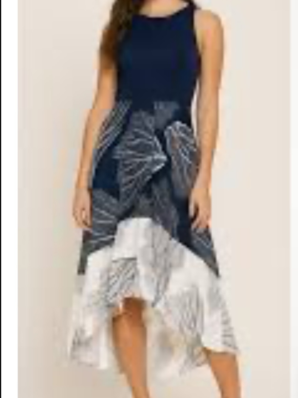 Hutch Altana High Low Navy and White Floral Print Dress size medium